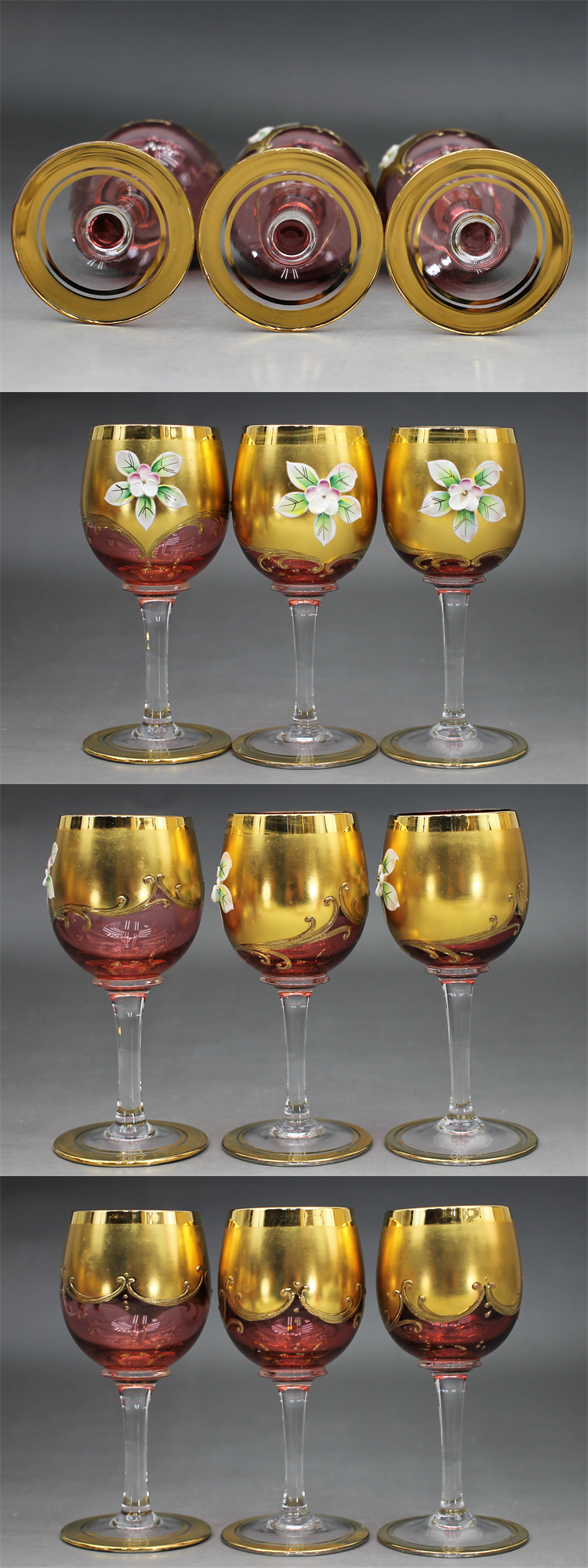 C444 ムラーノグラス ワイングラス 6客 高さ13㎝ ムラーノガラス ムラノグラス ヴェネチアンガラス イタリア ベネチアグラス MURANO GLASS