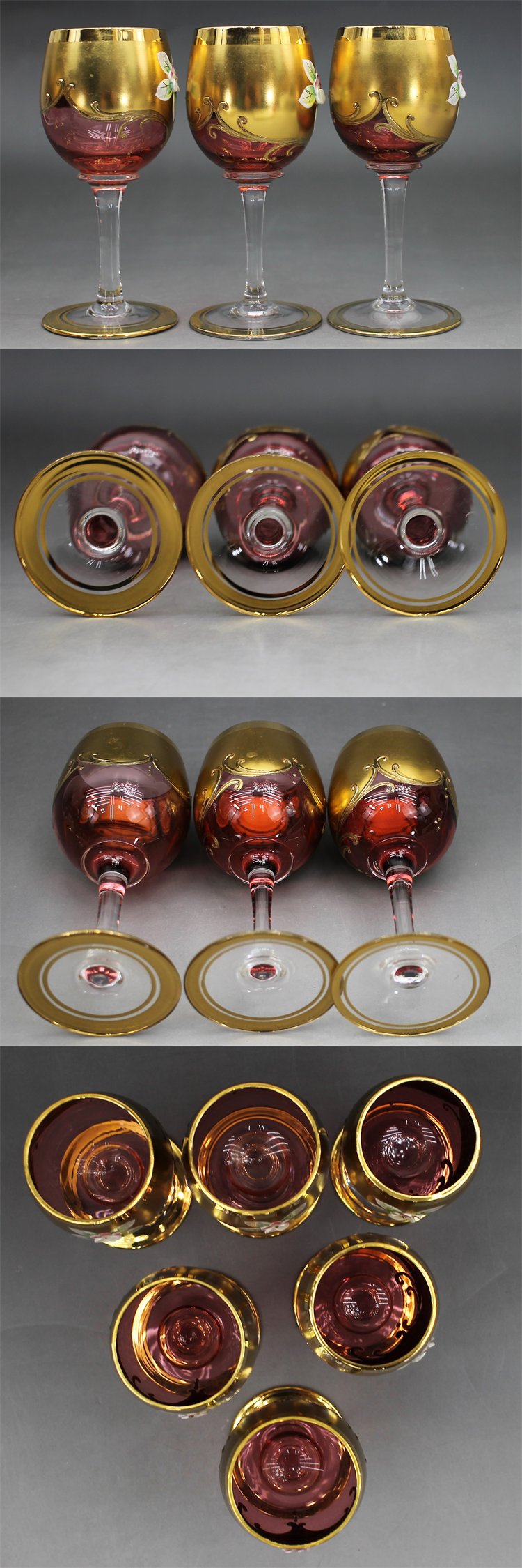 C444 ムラーノグラス ワイングラス 6客 高さ13㎝ ムラーノガラス ムラノグラス ヴェネチアンガラス イタリア ベネチアグラス MURANO GLASS