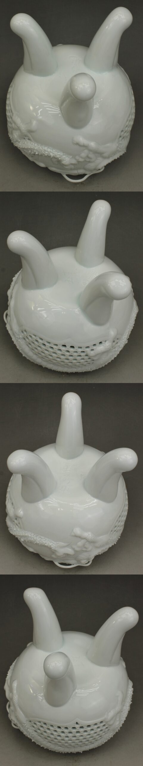 D374 未使用 三川内焼 白磁 龍巻 香炉 十三代 玉泉作 高さ22㎝ 伝統