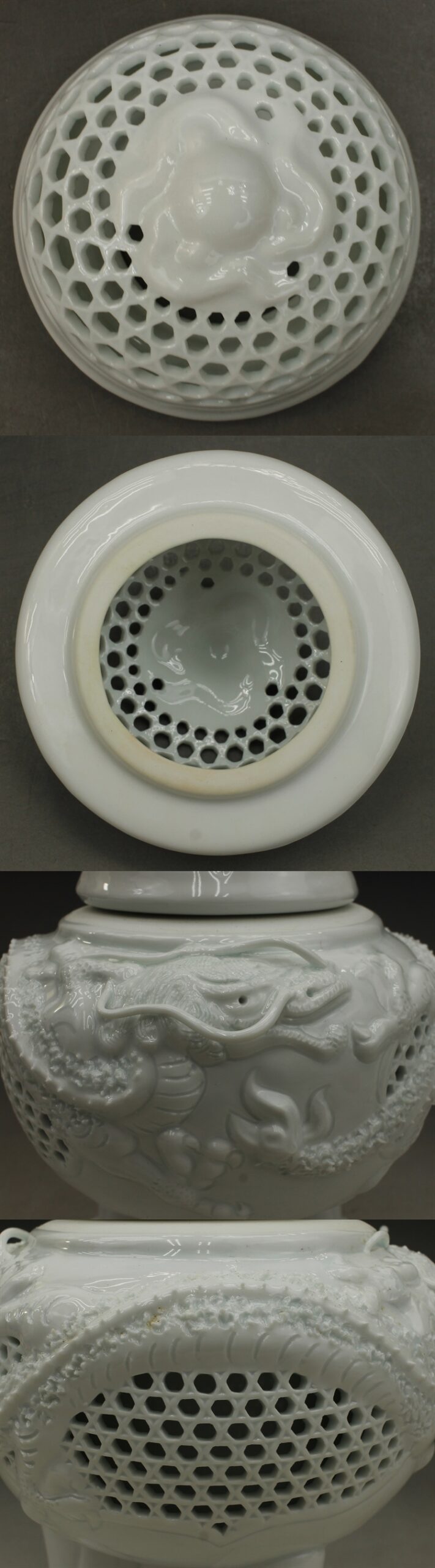 D374 未使用 三川内焼 白磁 龍巻 香炉 十三代 玉泉作 高さ22㎝ 伝統